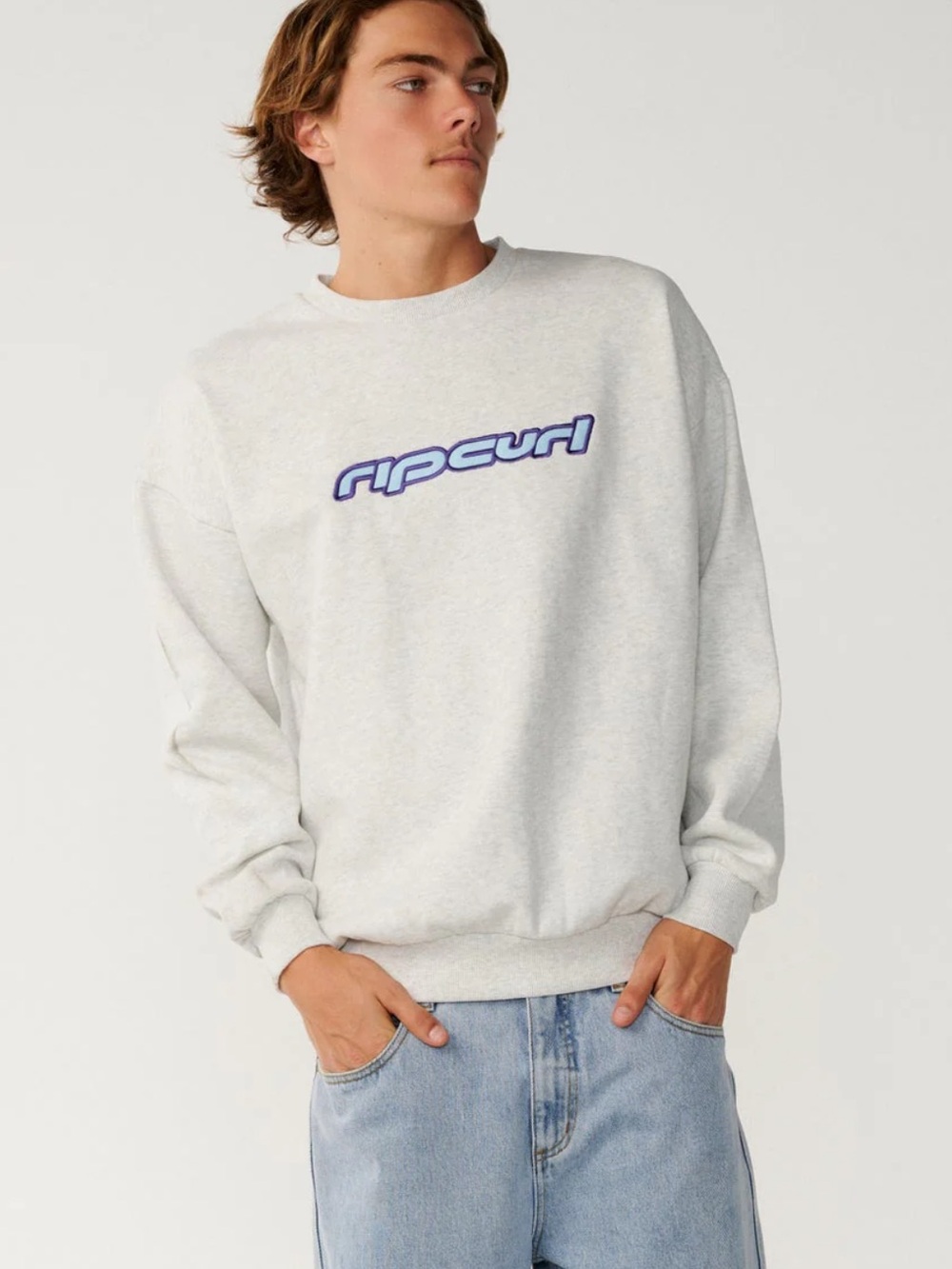 Rip Curl Men's Light Gray Logo Crewneck. Size: M.